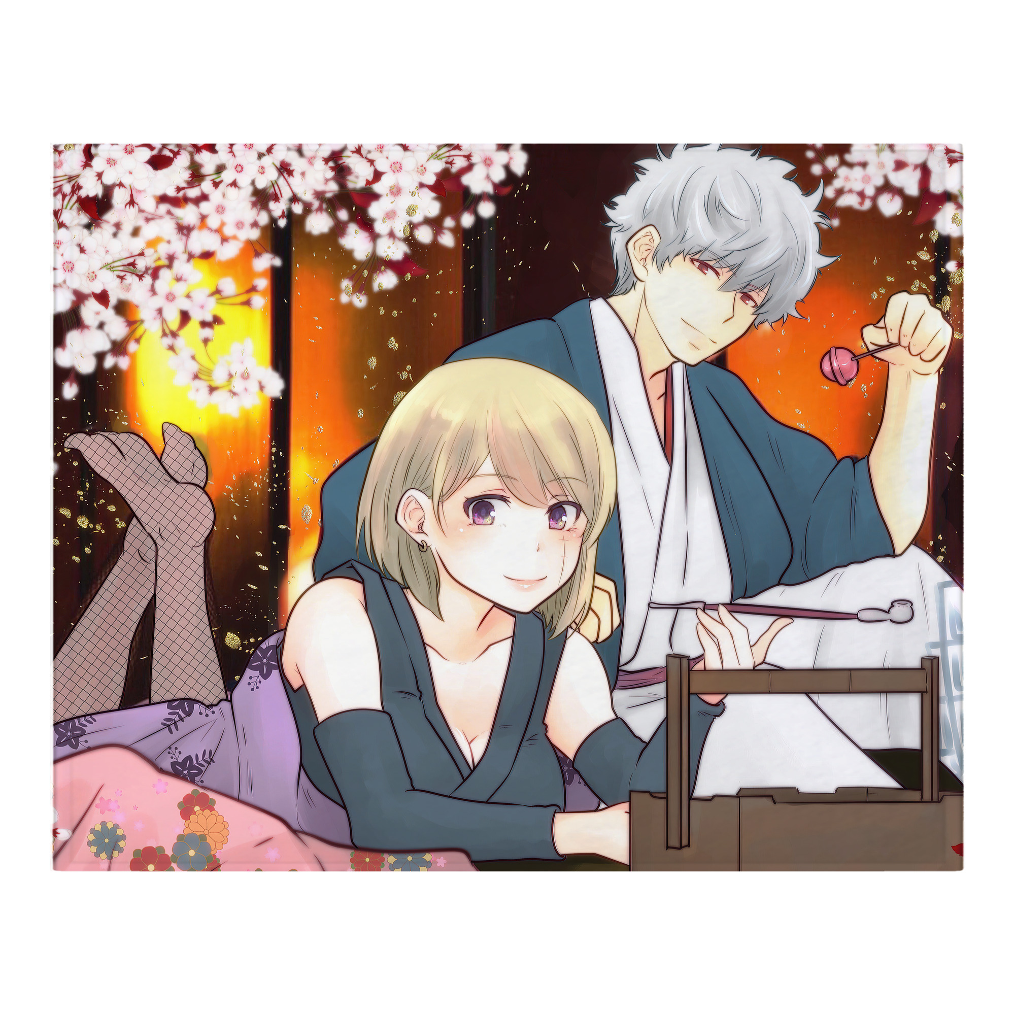 （画像用） ぎんたま 坂田銀時（さかたぎんとき） 神楽 志村新八（しむら しんぱち） GINTAMA Sakata Gintoki Kagura Shimura Shinpachi フランネルブランケット・多サイズ対応（横型）
