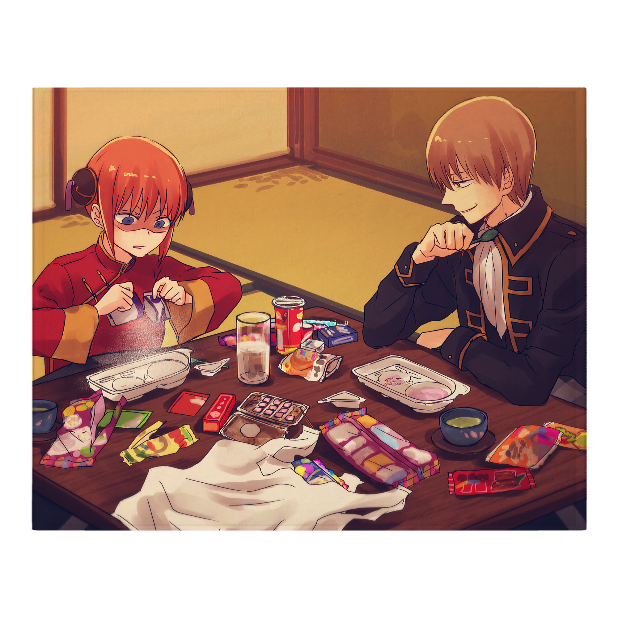 （画像用） ぎんたま 坂田銀時（さかたぎんとき） 神楽 志村新八（しむら しんぱち） GINTAMA Sakata Gintoki Kagura Shimura Shinpachi フランネルブランケット・多サイズ対応（横型）