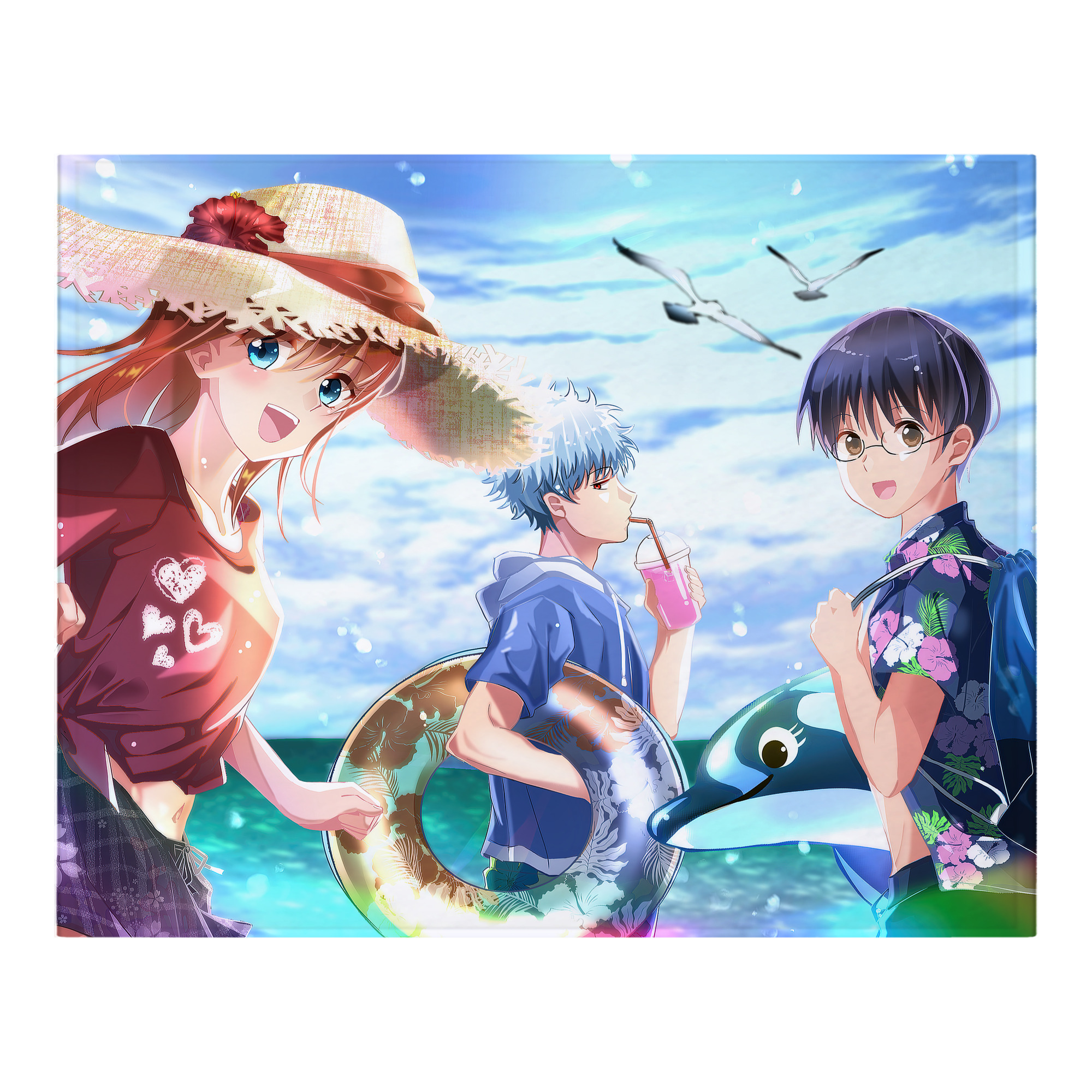 （画像用） ぎんたま 坂田銀時（さかたぎんとき） 神楽 志村新八（しむら しんぱち） GINTAMA Sakata Gintoki Kagura Shimura Shinpachi フランネルブランケット・多サイズ対応（横型）
