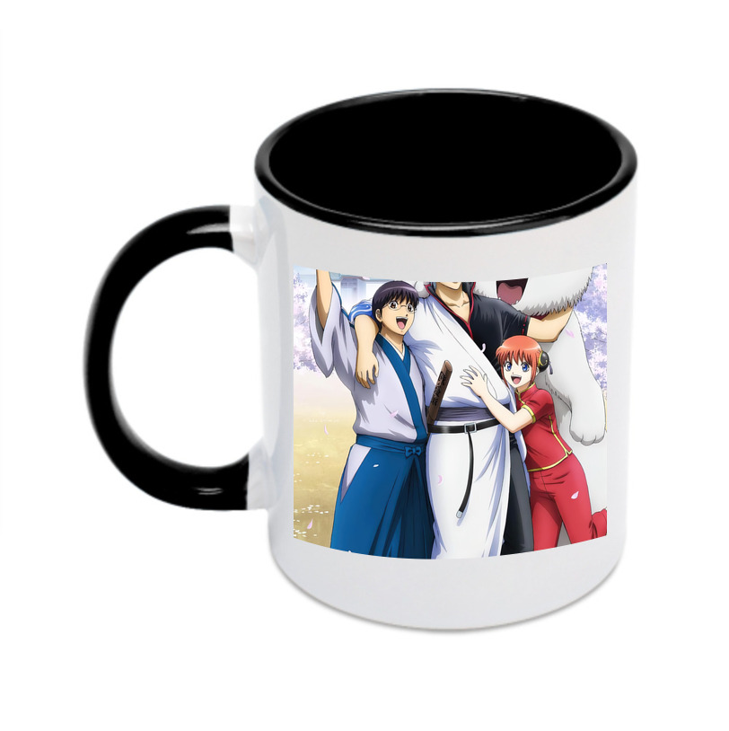 （画像用） ぎんたま 坂田銀時（さかたぎんとき） 神楽 志村新八（しむら しんぱち） GINTAMA Sakata Gintoki Kagura Shimura Shinpachi カラーマグカップ