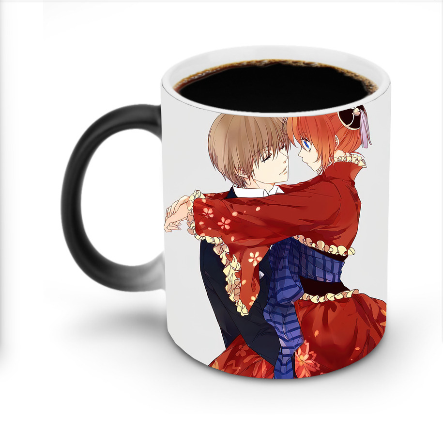 （画像用） ぎんたま 坂田銀時（さかたぎんとき） 神楽 志村新八（しむら しんぱち） GINTAMA Sakata Gintoki Kagura Shimura Shinpachi 温度変色マグカップ