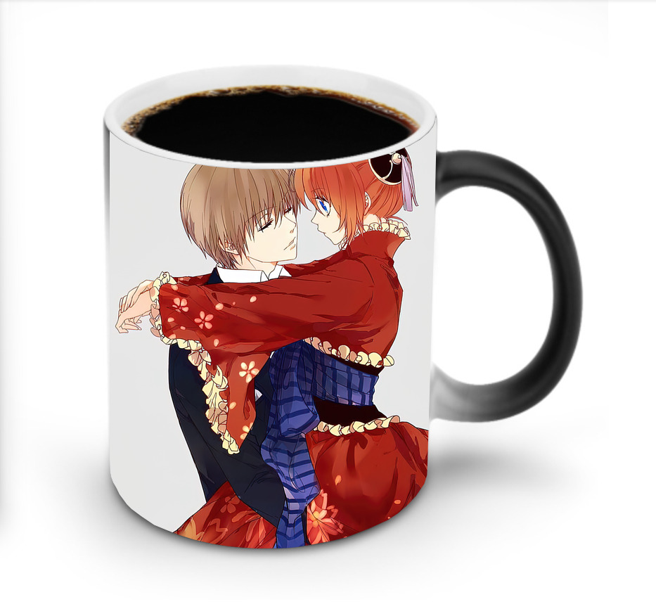 （画像用） ぎんたま 坂田銀時（さかたぎんとき） 神楽 志村新八（しむら しんぱち） GINTAMA Sakata Gintoki Kagura Shimura Shinpachi 温度変色マグカップ
