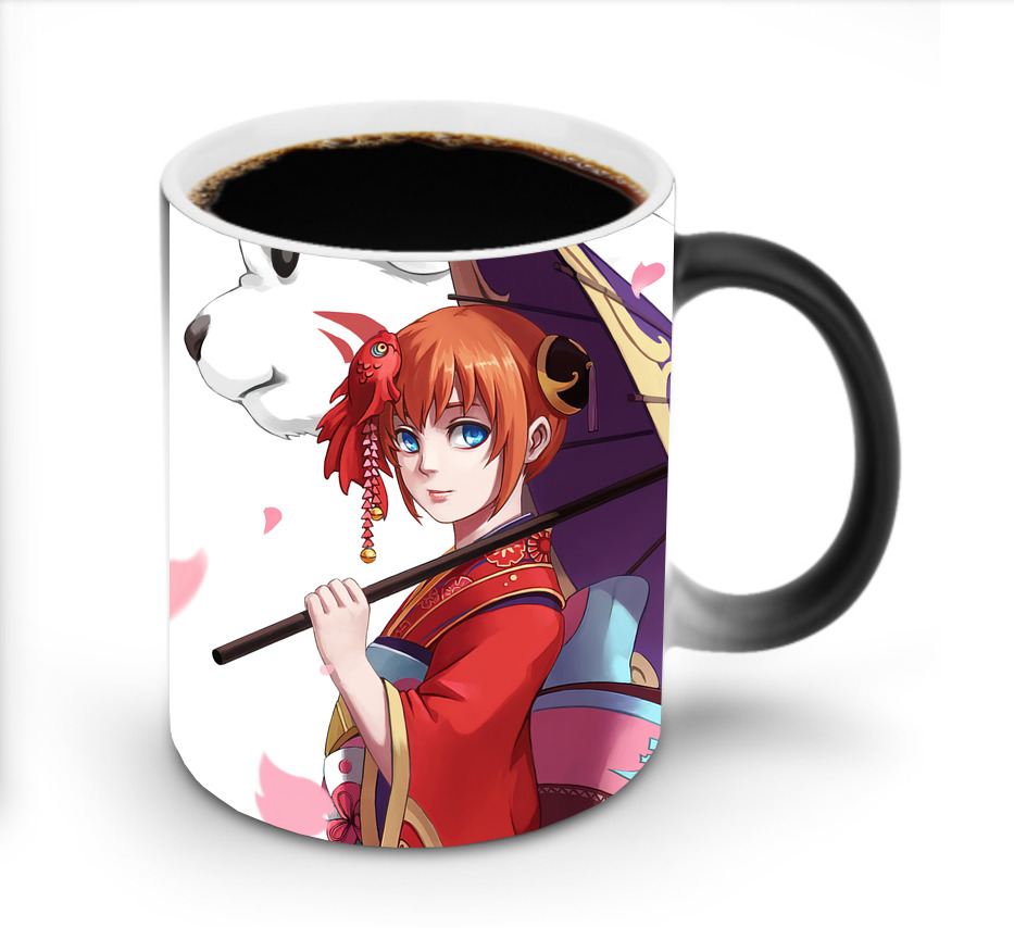 （画像用） ぎんたま 坂田銀時（さかたぎんとき） 神楽 志村新八（しむら しんぱち） GINTAMA Sakata Gintoki Kagura Shimura Shinpachi 温度変色マグカップ