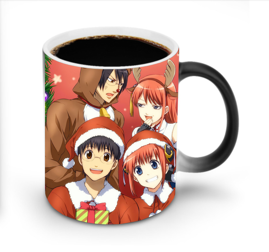 （画像用） ぎんたま 坂田銀時（さかたぎんとき） 神楽 志村新八（しむら しんぱち） GINTAMA Sakata Gintoki Kagura Shimura Shinpachi 温度変色マグカップ