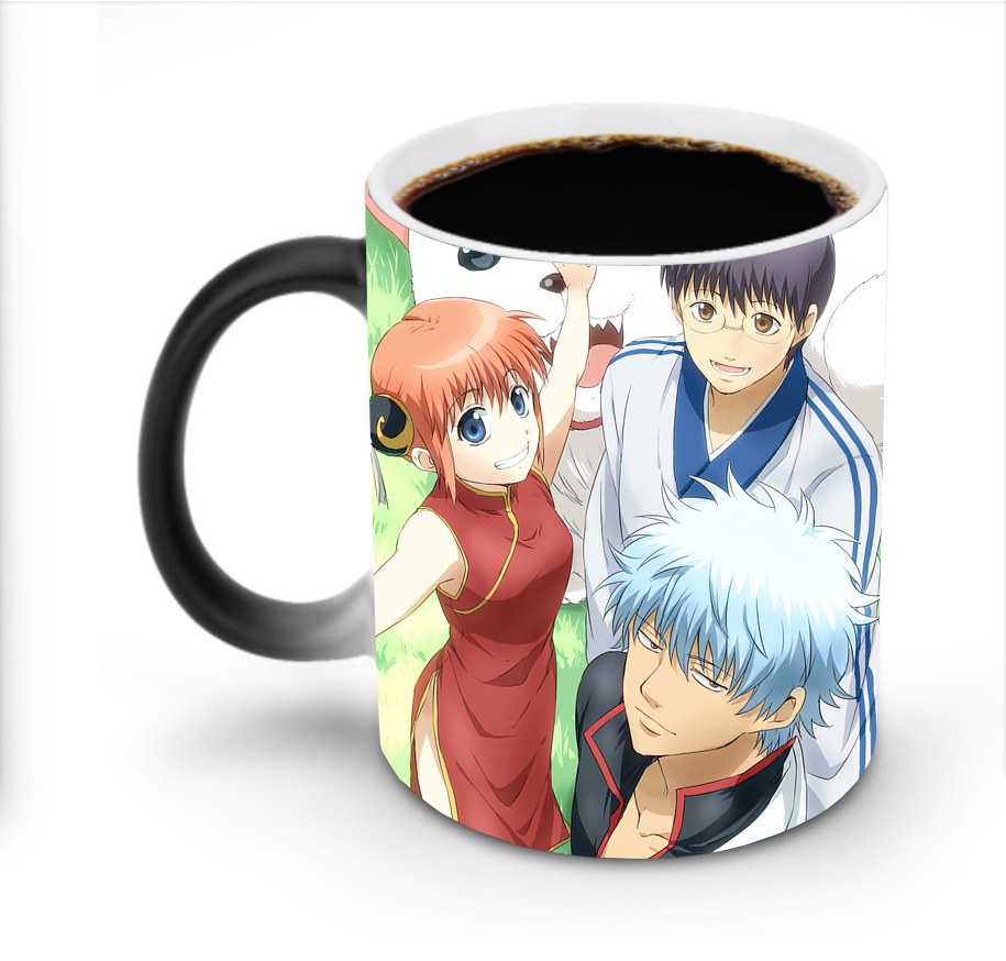 （画像用） ぎんたま 坂田銀時（さかたぎんとき） 神楽 志村新八（しむら しんぱち） GINTAMA Sakata Gintoki Kagura Shimura Shinpachi 温度変色マグカップ