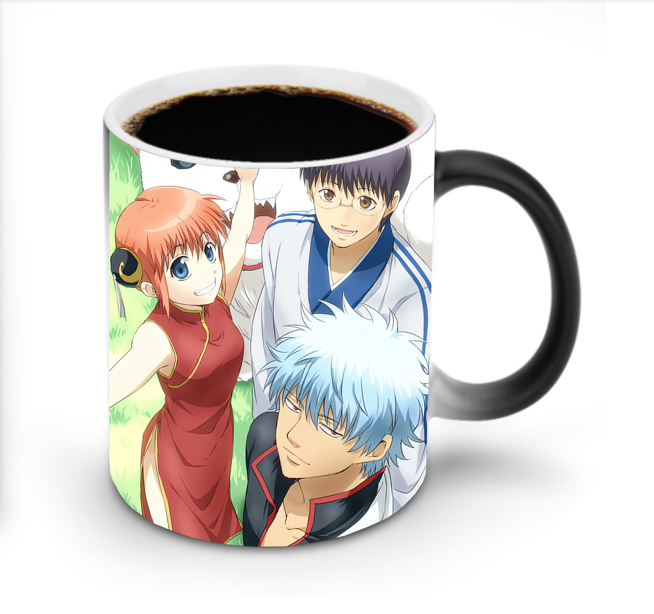 （画像用） ぎんたま 坂田銀時（さかたぎんとき） 神楽 志村新八（しむら しんぱち） GINTAMA Sakata Gintoki Kagura Shimura Shinpachi 温度変色マグカップ