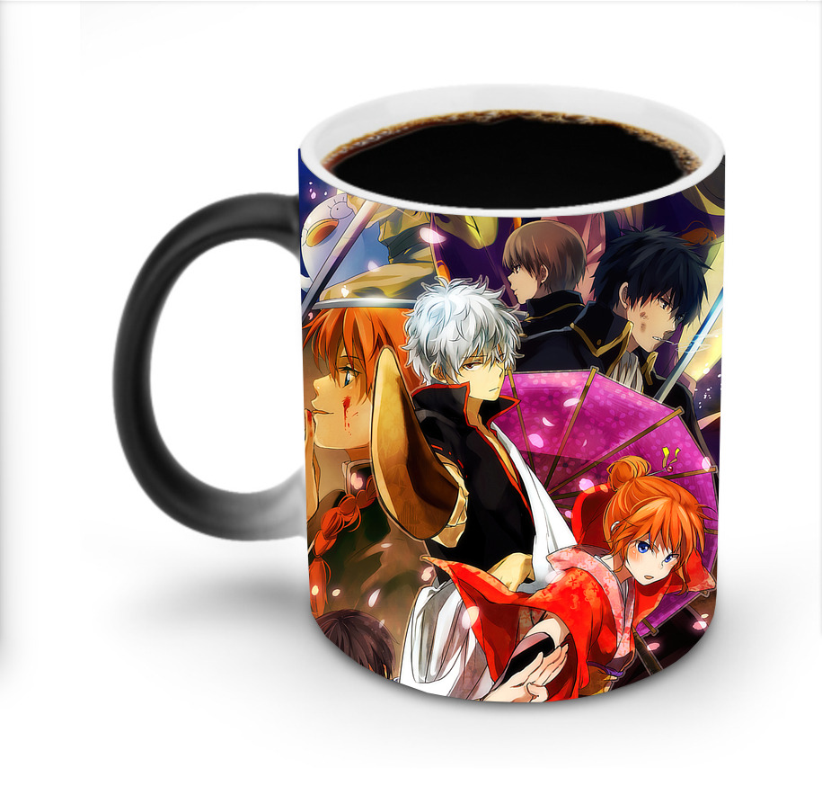 （画像用） ぎんたま 坂田銀時（さかたぎんとき） 神楽 志村新八（しむら しんぱち） GINTAMA Sakata Gintoki Kagura Shimura Shinpachi 温度変色マグカップ