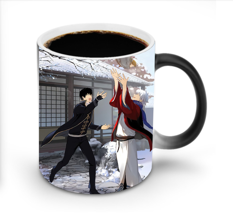 （画像用） ぎんたま 坂田銀時（さかたぎんとき） 神楽 志村新八（しむら しんぱち） GINTAMA Sakata Gintoki Kagura Shimura Shinpachi 温度変色マグカップ