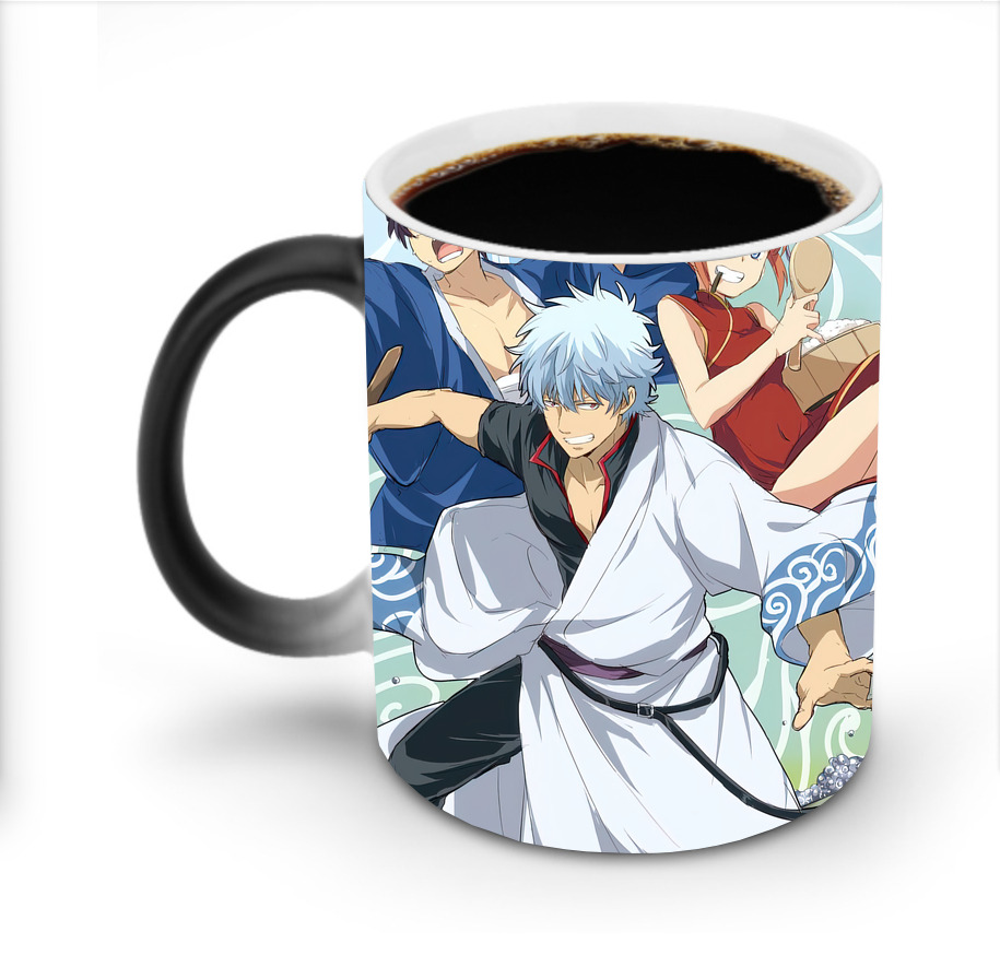 （画像用） ぎんたま 坂田銀時（さかたぎんとき） 神楽 志村新八（しむら しんぱち） GINTAMA Sakata Gintoki Kagura Shimura Shinpachi 温度変色マグカップ