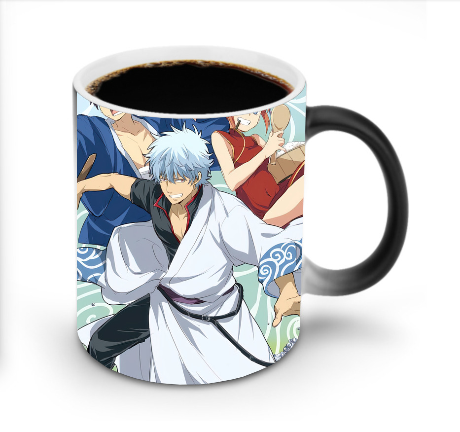 （画像用） ぎんたま 坂田銀時（さかたぎんとき） 神楽 志村新八（しむら しんぱち） GINTAMA Sakata Gintoki Kagura Shimura Shinpachi 温度変色マグカップ