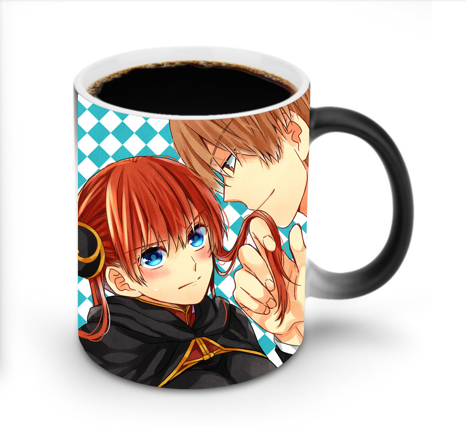 （画像用） ぎんたま 坂田銀時（さかたぎんとき） 神楽 志村新八（しむら しんぱち） GINTAMA Sakata Gintoki Kagura Shimura Shinpachi 温度変色マグカップ