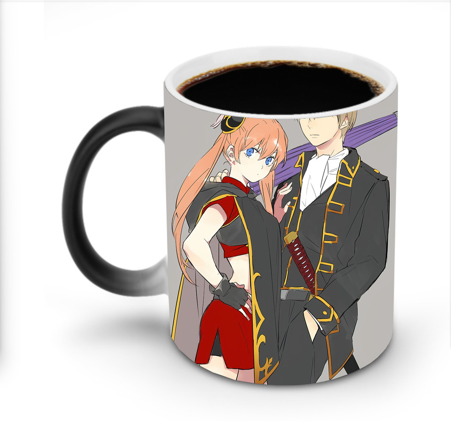 （画像用） ぎんたま 坂田銀時（さかたぎんとき） 神楽 志村新八（しむら しんぱち） GINTAMA Sakata Gintoki Kagura Shimura Shinpachi 温度変色マグカップ