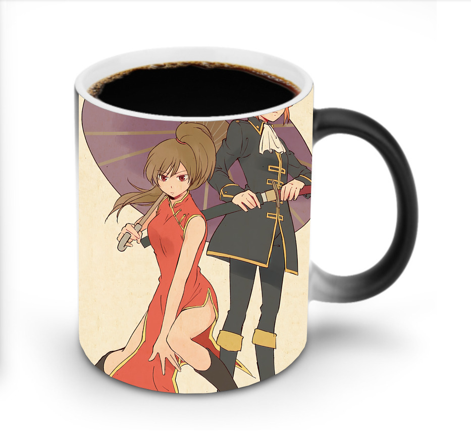 （画像用） ぎんたま 坂田銀時（さかたぎんとき） 神楽 志村新八（しむら しんぱち） GINTAMA Sakata Gintoki Kagura Shimura Shinpachi 温度変色マグカップ