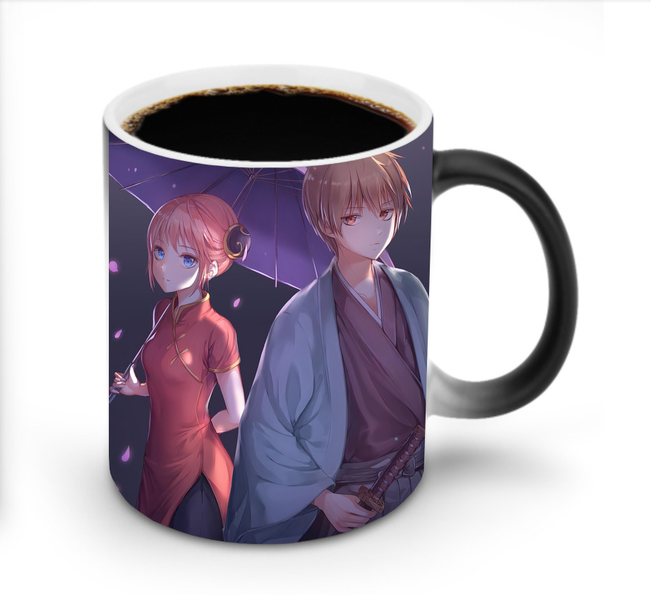 （画像用） ぎんたま 坂田銀時（さかたぎんとき） 神楽 志村新八（しむら しんぱち） GINTAMA Sakata Gintoki Kagura Shimura Shinpachi 温度変色マグカップ