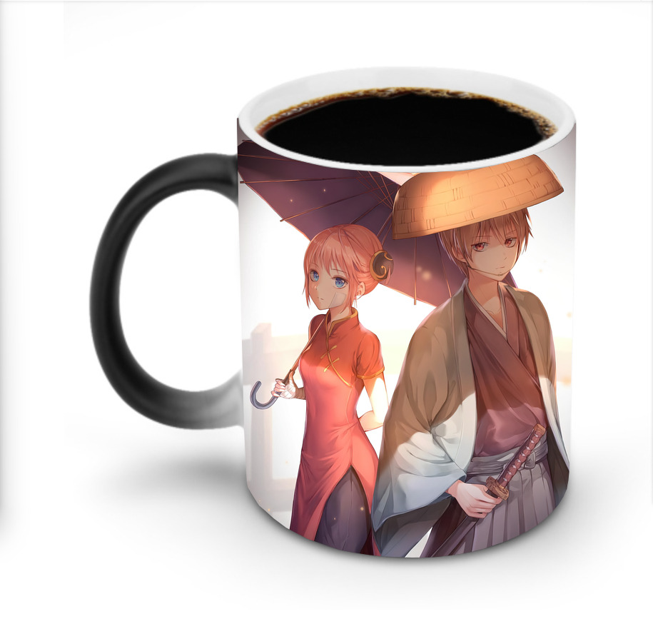 （画像用） ぎんたま 坂田銀時（さかたぎんとき） 神楽 志村新八（しむら しんぱち） GINTAMA Sakata Gintoki Kagura Shimura Shinpachi 温度変色マグカップ