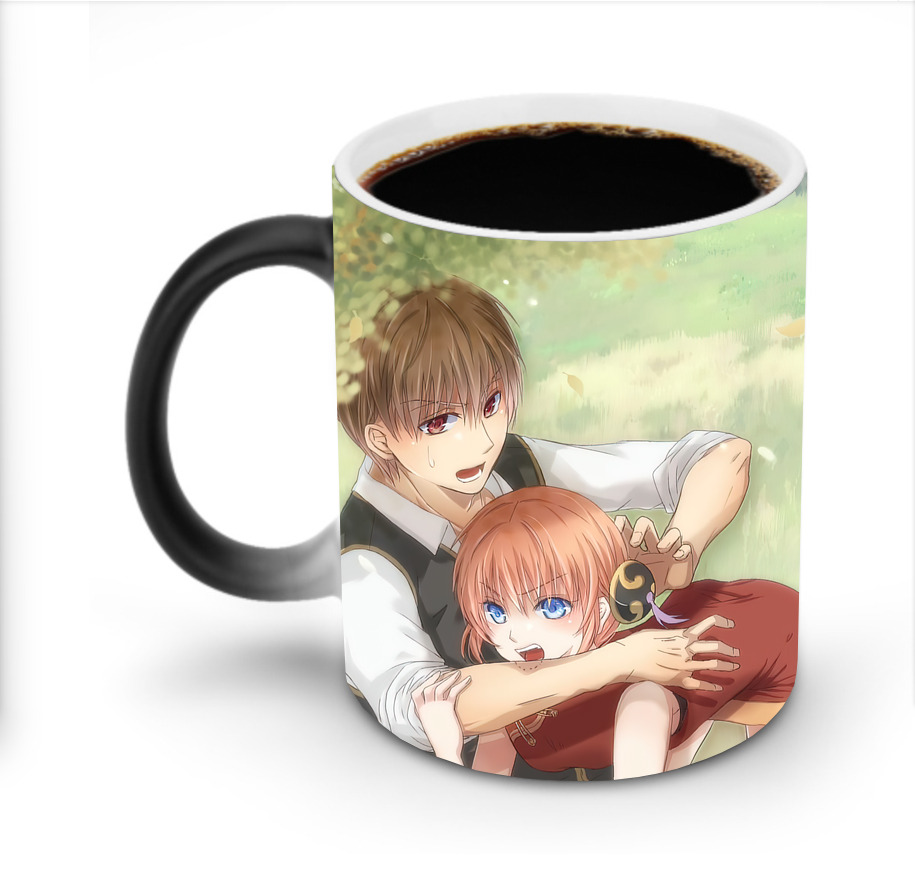 （画像用） ぎんたま 坂田銀時（さかたぎんとき） 神楽 志村新八（しむら しんぱち） GINTAMA Sakata Gintoki Kagura Shimura Shinpachi 温度変色マグカップ