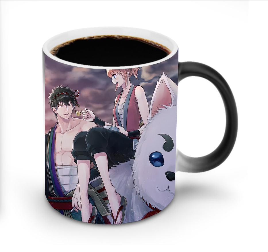 （画像用） ぎんたま 坂田銀時（さかたぎんとき） 神楽 志村新八（しむら しんぱち） GINTAMA Sakata Gintoki Kagura Shimura Shinpachi 温度変色マグカップ