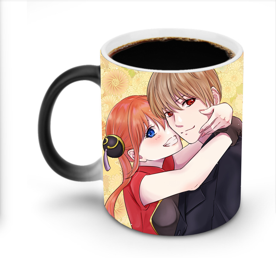 （画像用） ぎんたま 坂田銀時（さかたぎんとき） 神楽 志村新八（しむら しんぱち） GINTAMA Sakata Gintoki Kagura Shimura Shinpachi 温度変色マグカップ