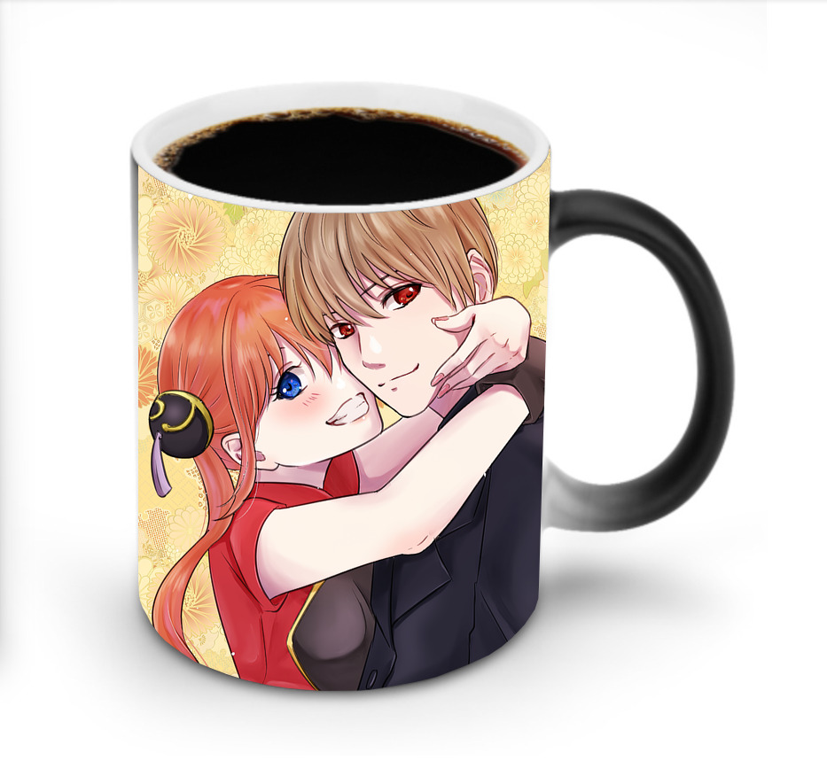 （画像用） ぎんたま 坂田銀時（さかたぎんとき） 神楽 志村新八（しむら しんぱち） GINTAMA Sakata Gintoki Kagura Shimura Shinpachi 温度変色マグカップ