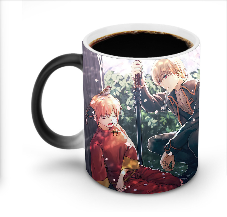 （画像用） ぎんたま 坂田銀時（さかたぎんとき） 神楽 志村新八（しむら しんぱち） GINTAMA Sakata Gintoki Kagura Shimura Shinpachi 温度変色マグカップ