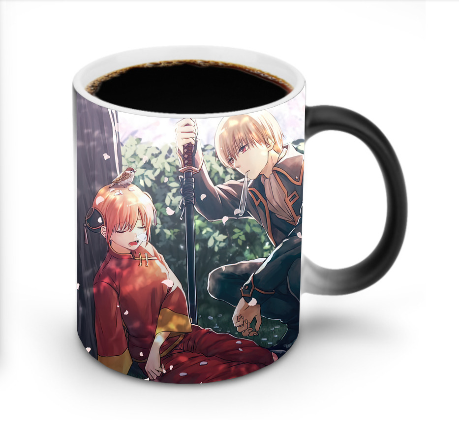 （画像用） ぎんたま 坂田銀時（さかたぎんとき） 神楽 志村新八（しむら しんぱち） GINTAMA Sakata Gintoki Kagura Shimura Shinpachi 温度変色マグカップ