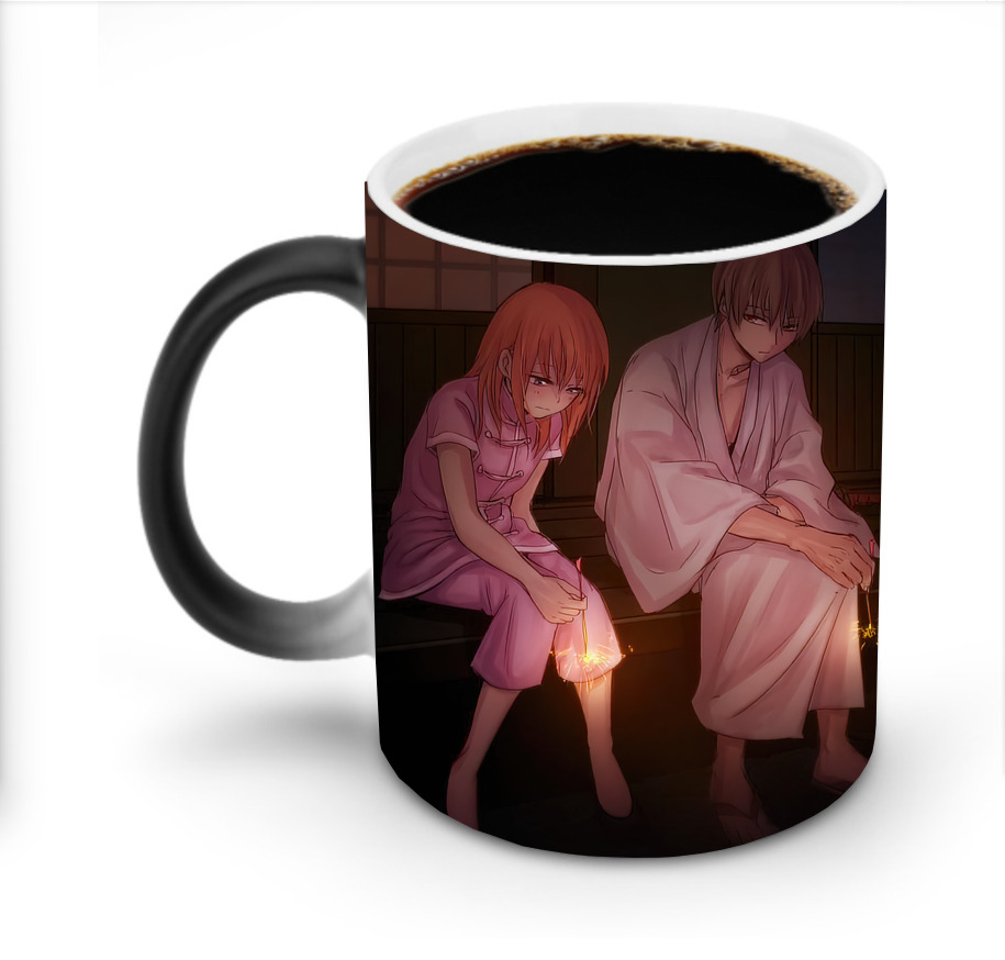 （画像用） ぎんたま 坂田銀時（さかたぎんとき） 神楽 志村新八（しむら しんぱち） GINTAMA Sakata Gintoki Kagura Shimura Shinpachi 温度変色マグカップ