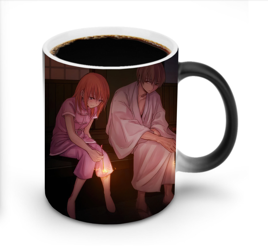 （画像用） ぎんたま 坂田銀時（さかたぎんとき） 神楽 志村新八（しむら しんぱち） GINTAMA Sakata Gintoki Kagura Shimura Shinpachi 温度変色マグカップ