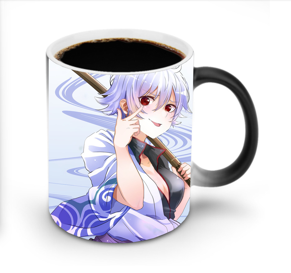 （画像用） ぎんたま 坂田銀時（さかたぎんとき） 神楽 志村新八（しむら しんぱち） GINTAMA Sakata Gintoki Kagura Shimura Shinpachi 温度変色マグカップ