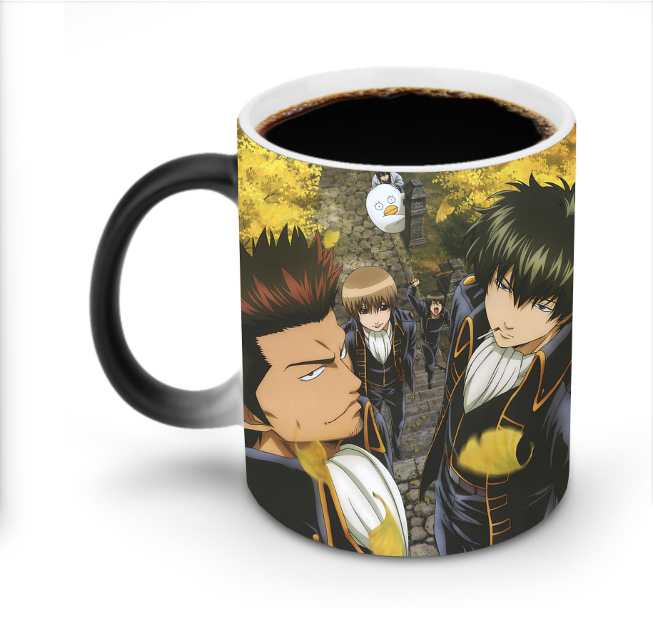 （画像用） ぎんたま 坂田銀時（さかたぎんとき） 神楽 志村新八（しむら しんぱち） GINTAMA Sakata Gintoki Kagura Shimura Shinpachi 温度変色マグカップ
