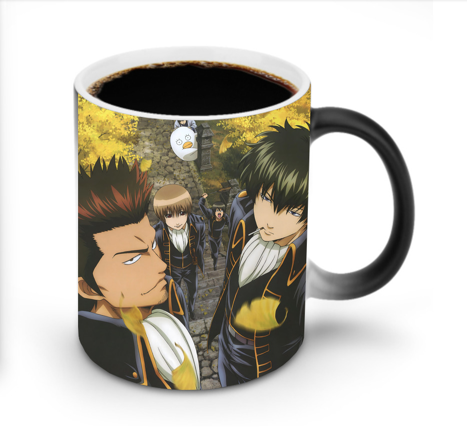 （画像用） ぎんたま 坂田銀時（さかたぎんとき） 神楽 志村新八（しむら しんぱち） GINTAMA Sakata Gintoki Kagura Shimura Shinpachi 温度変色マグカップ
