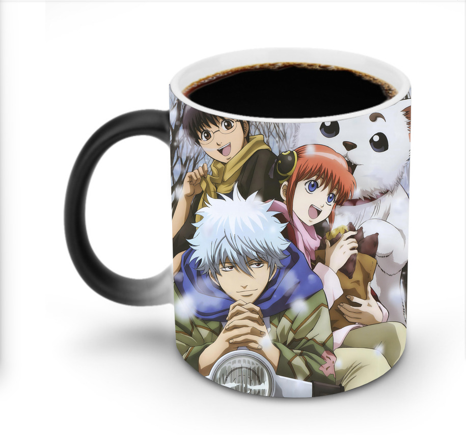 （画像用） ぎんたま 坂田銀時（さかたぎんとき） 神楽 志村新八（しむら しんぱち） GINTAMA Sakata Gintoki Kagura Shimura Shinpachi 温度変色マグカップ