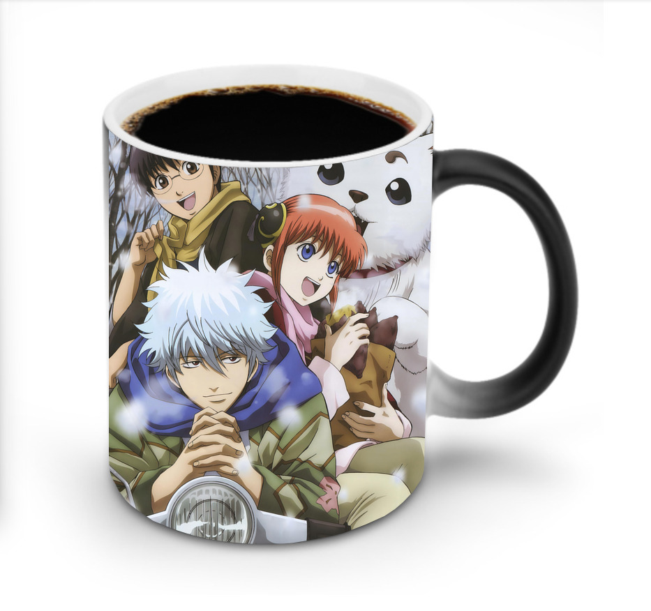 （画像用） ぎんたま 坂田銀時（さかたぎんとき） 神楽 志村新八（しむら しんぱち） GINTAMA Sakata Gintoki Kagura Shimura Shinpachi 温度変色マグカップ