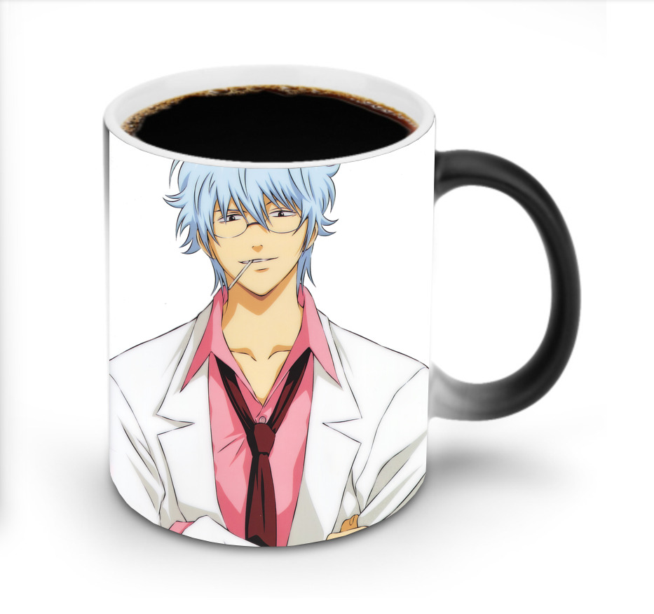 （画像用） ぎんたま 坂田銀時（さかたぎんとき） 神楽 志村新八（しむら しんぱち） GINTAMA Sakata Gintoki Kagura Shimura Shinpachi 温度変色マグカップ