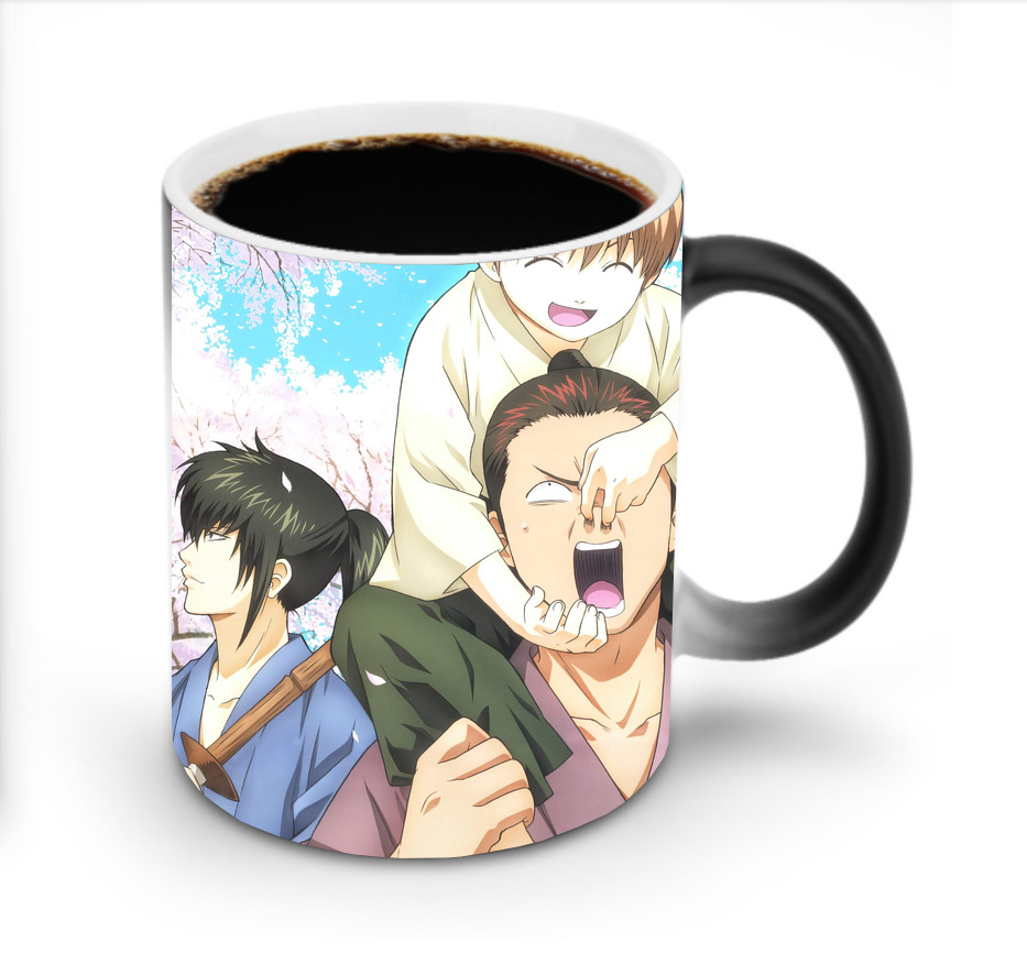 （画像用） ぎんたま 坂田銀時（さかたぎんとき） 神楽 志村新八（しむら しんぱち） GINTAMA Sakata Gintoki Kagura Shimura Shinpachi 温度変色マグカップ