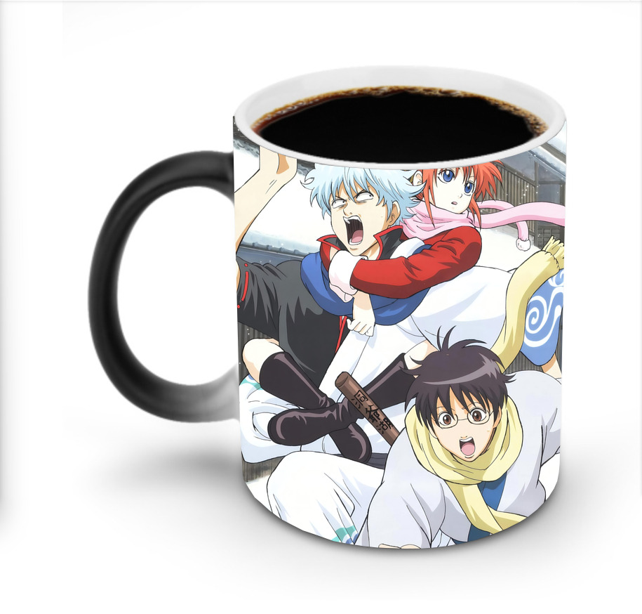 （画像用） ぎんたま 坂田銀時（さかたぎんとき） 神楽 志村新八（しむら しんぱち） GINTAMA Sakata Gintoki Kagura Shimura Shinpachi 温度変色マグカップ