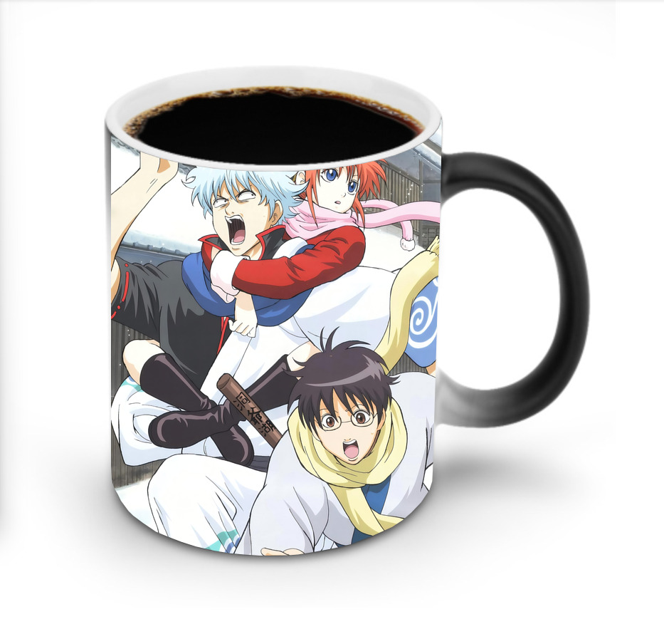 （画像用） ぎんたま 坂田銀時（さかたぎんとき） 神楽 志村新八（しむら しんぱち） GINTAMA Sakata Gintoki Kagura Shimura Shinpachi 温度変色マグカップ