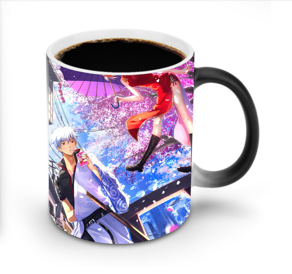 （画像用） ぎんたま 坂田銀時（さかたぎんとき） 神楽 志村新八（しむら しんぱち） GINTAMA Sakata Gintoki Kagura Shimura Shinpachi 温度変色マグカップ