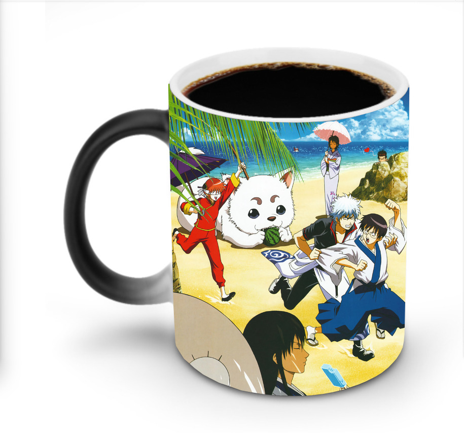（画像用） ぎんたま 坂田銀時（さかたぎんとき） 神楽 志村新八（しむら しんぱち） GINTAMA Sakata Gintoki Kagura Shimura Shinpachi 温度変色マグカップ