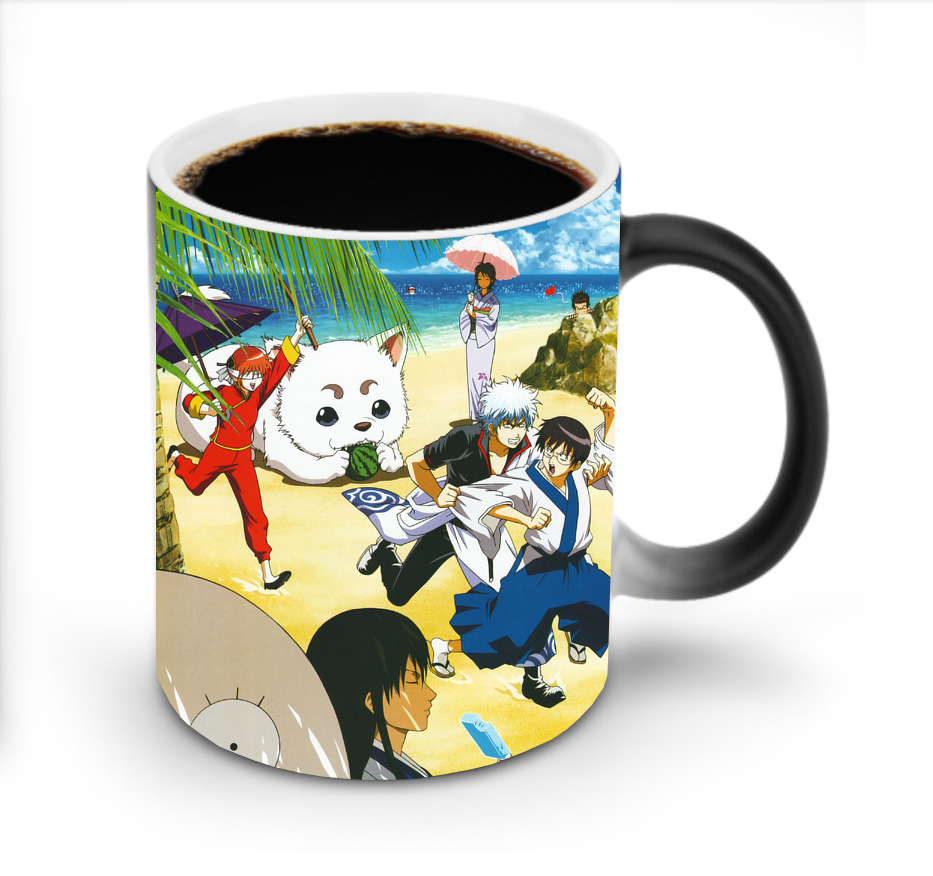 （画像用） ぎんたま 坂田銀時（さかたぎんとき） 神楽 志村新八（しむら しんぱち） GINTAMA Sakata Gintoki Kagura Shimura Shinpachi 温度変色マグカップ