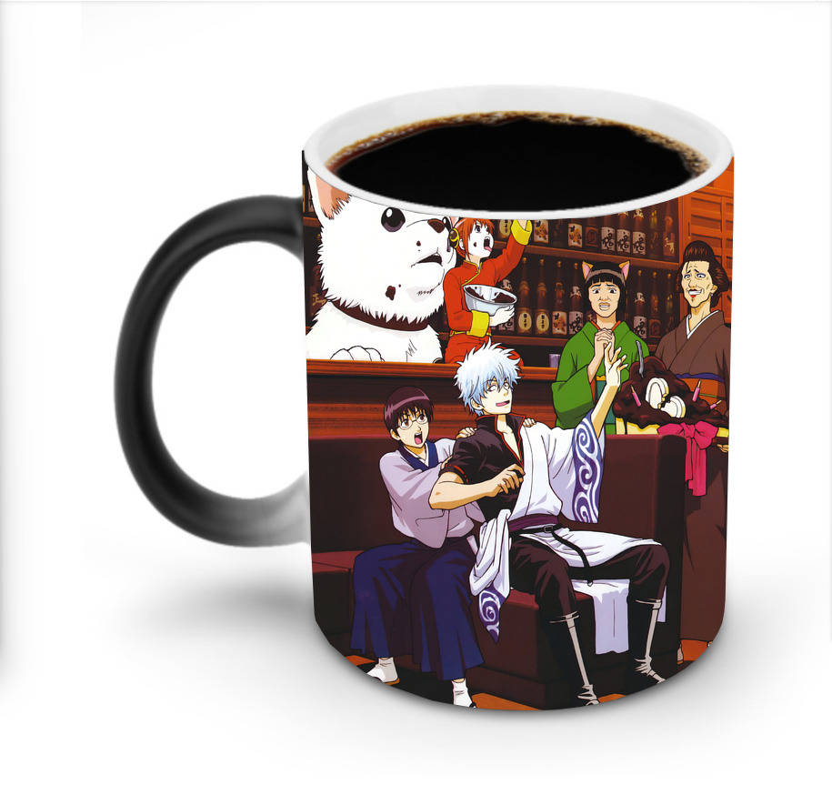 （画像用） ぎんたま 坂田銀時（さかたぎんとき） 神楽 志村新八（しむら しんぱち） GINTAMA Sakata Gintoki Kagura Shimura Shinpachi 温度変色マグカップ