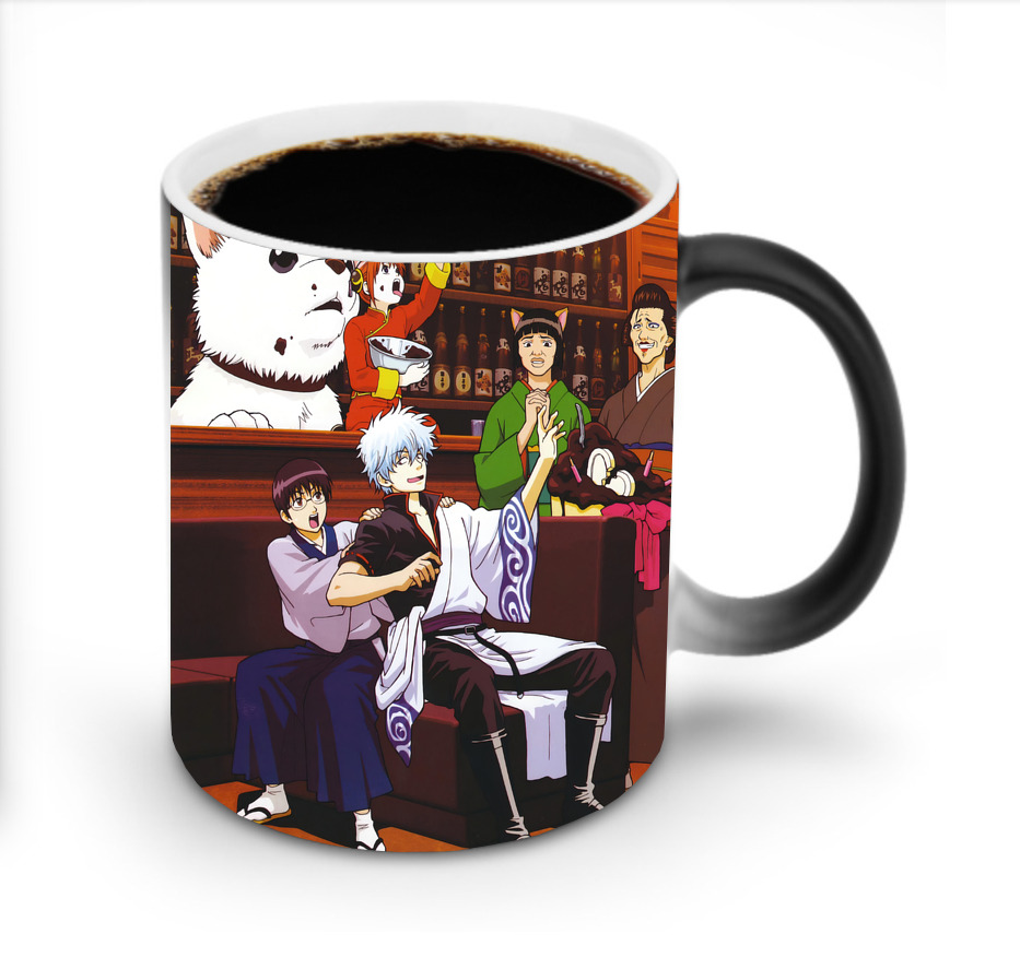 （画像用） ぎんたま 坂田銀時（さかたぎんとき） 神楽 志村新八（しむら しんぱち） GINTAMA Sakata Gintoki Kagura Shimura Shinpachi 温度変色マグカップ