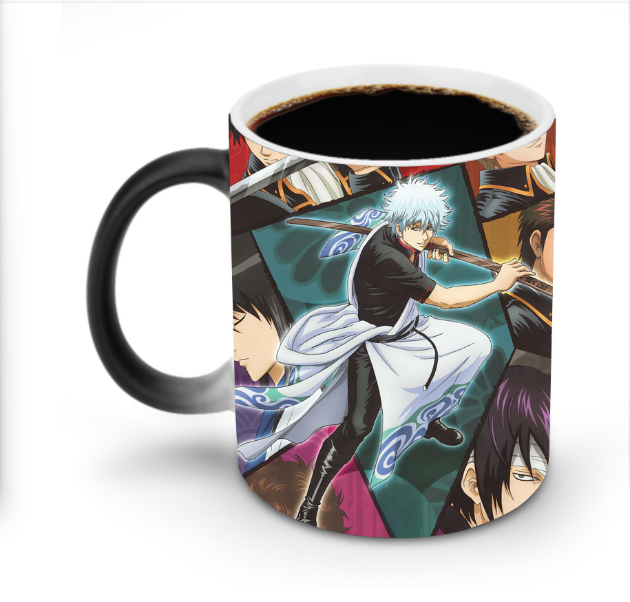 （画像用） ぎんたま 坂田銀時（さかたぎんとき） 神楽 志村新八（しむら しんぱち） GINTAMA Sakata Gintoki Kagura Shimura Shinpachi 温度変色マグカップ