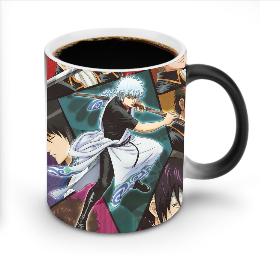 （画像用） ぎんたま 坂田銀時（さかたぎんとき） 神楽 志村新八（しむら しんぱち） GINTAMA Sakata Gintoki Kagura Shimura Shinpachi 温度変色マグカップ