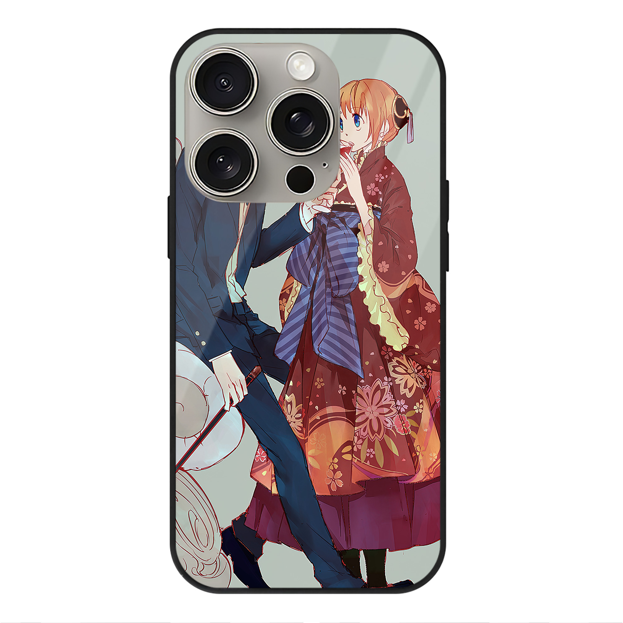 （画像用） ぎんたま 坂田銀時（さかたぎんとき） 神楽 志村新八（しむら しんぱち） GINTAMA Sakata Gintoki Kagura Shimura Shinpachi 【iPhone15Pro対応】スマホケース 耐衝撃＆黄変防止 背面ガラス