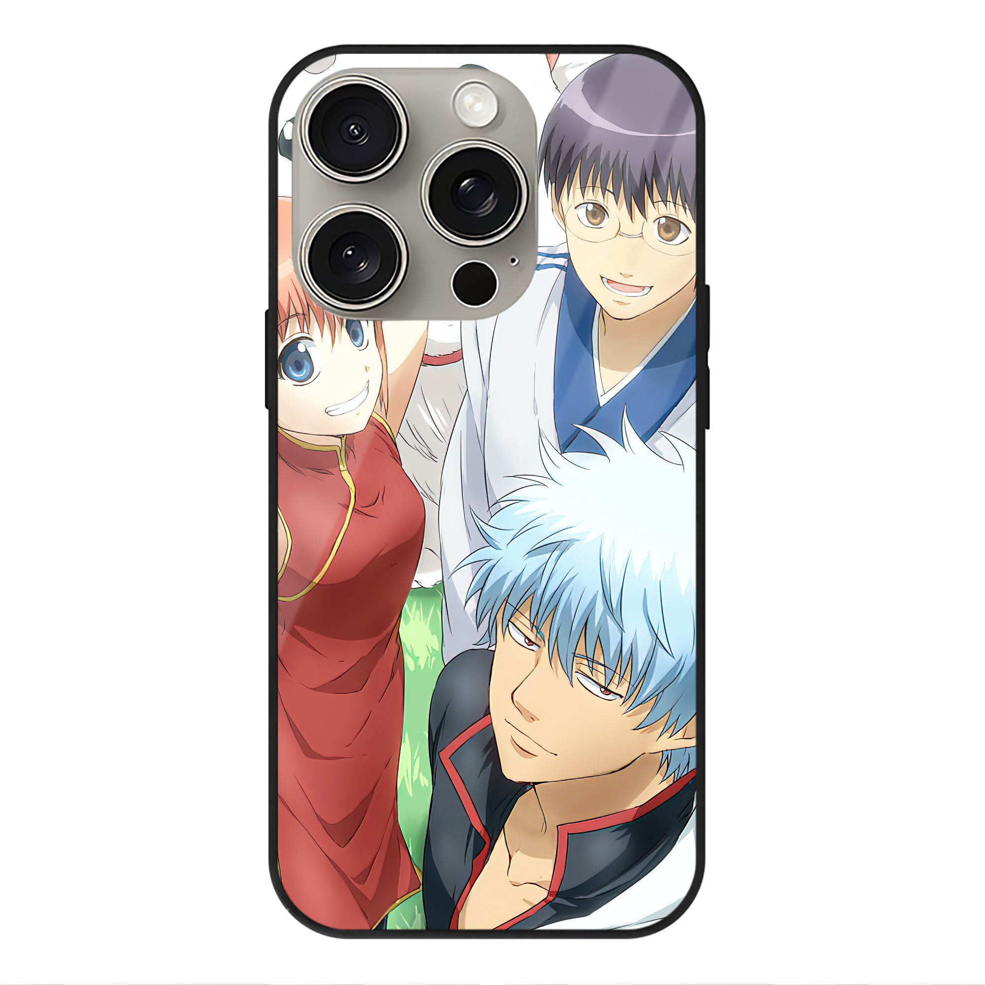 （画像用） ぎんたま 坂田銀時（さかたぎんとき） 神楽 志村新八（しむら しんぱち） GINTAMA Sakata Gintoki Kagura Shimura Shinpachi 【iPhone15Pro対応】スマホケース 耐衝撃＆黄変防止 背面ガラス