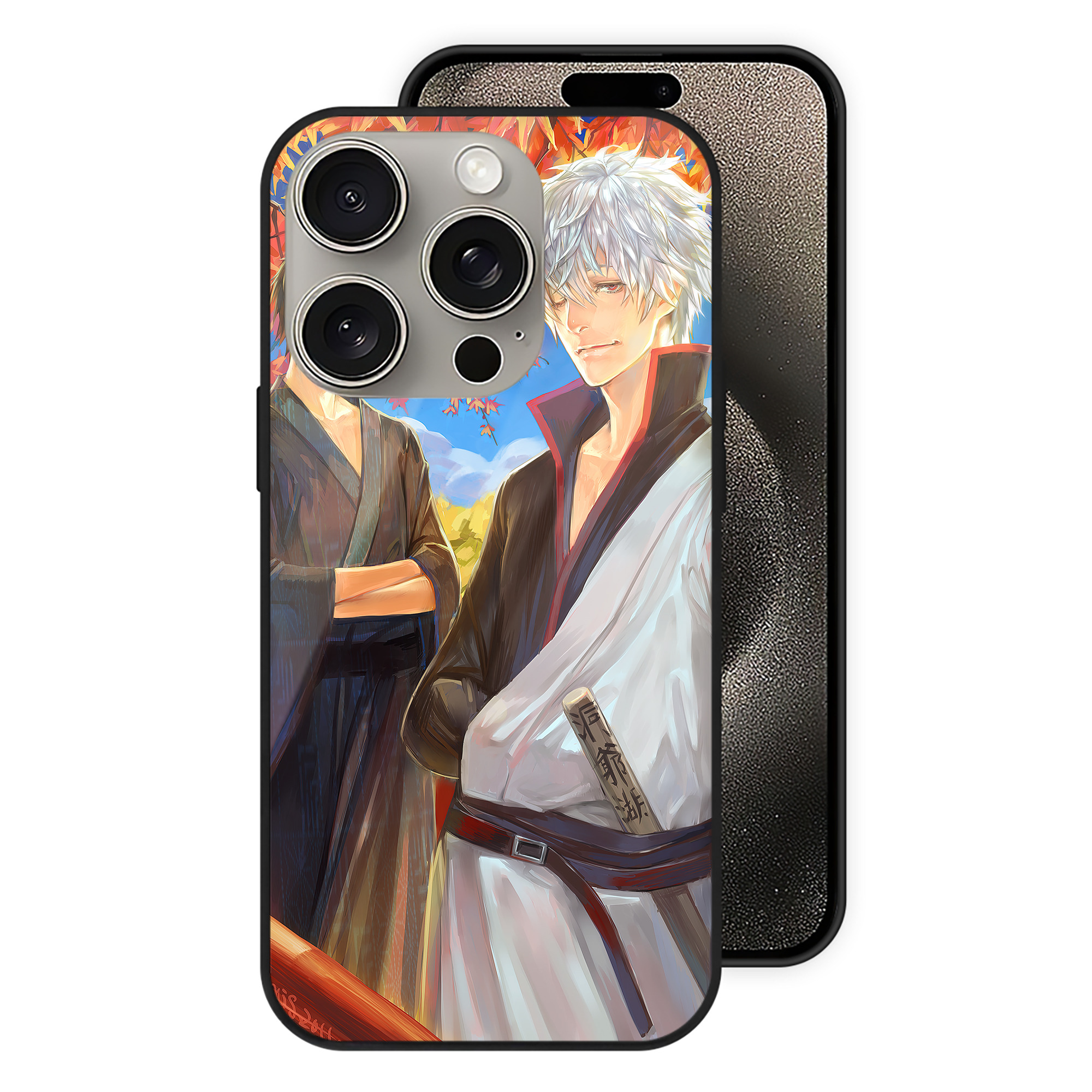 （画像用） ぎんたま 坂田銀時（さかたぎんとき） 神楽 志村新八（しむら しんぱち） GINTAMA Sakata Gintoki Kagura Shimura Shinpachi 【iPhone15Pro対応】スマホケース 耐衝撃＆黄変防止 背面ガラス