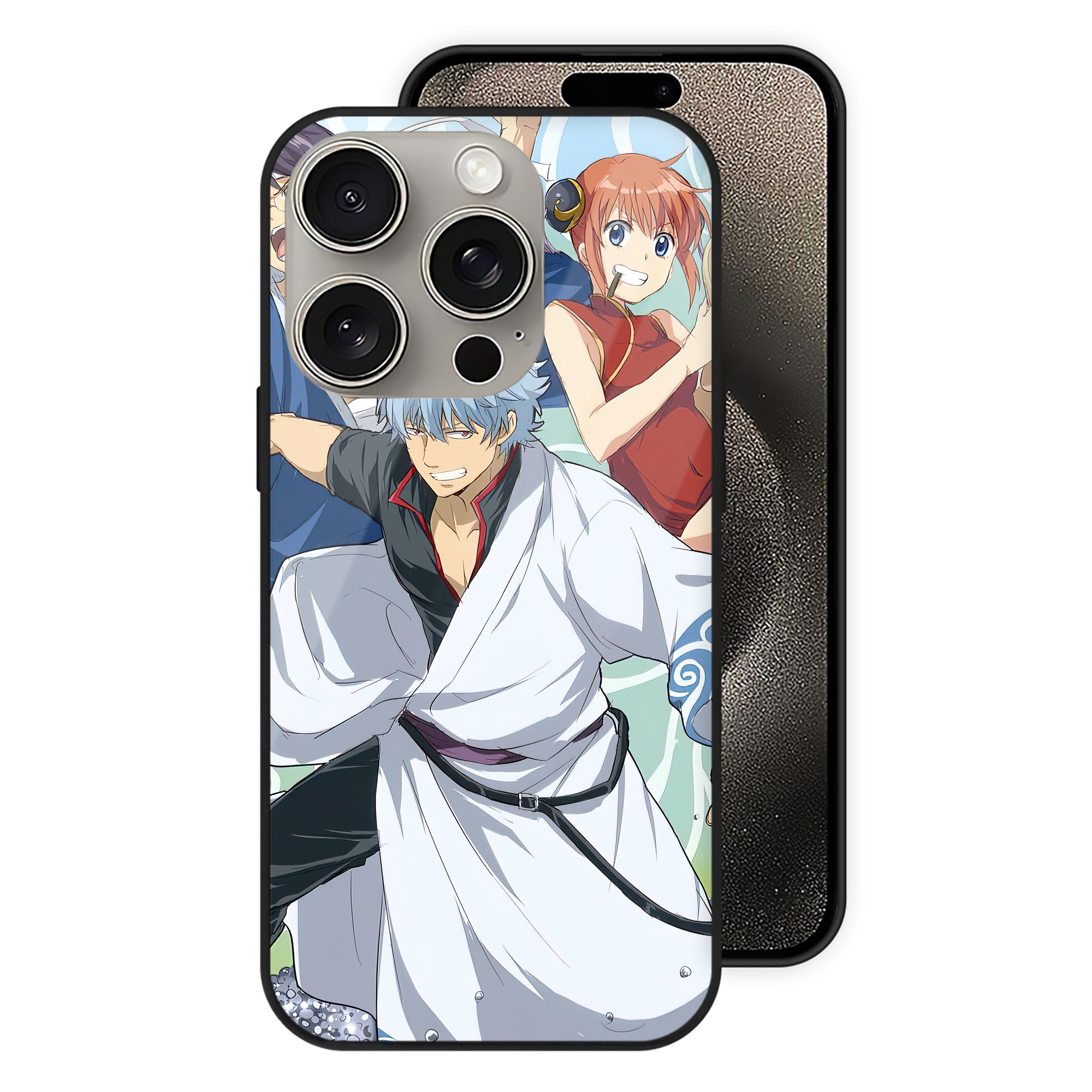 （画像用） ぎんたま 坂田銀時（さかたぎんとき） 神楽 志村新八（しむら しんぱち） GINTAMA Sakata Gintoki Kagura Shimura Shinpachi 【iPhone15Pro対応】スマホケース 耐衝撃＆黄変防止 背面ガラス