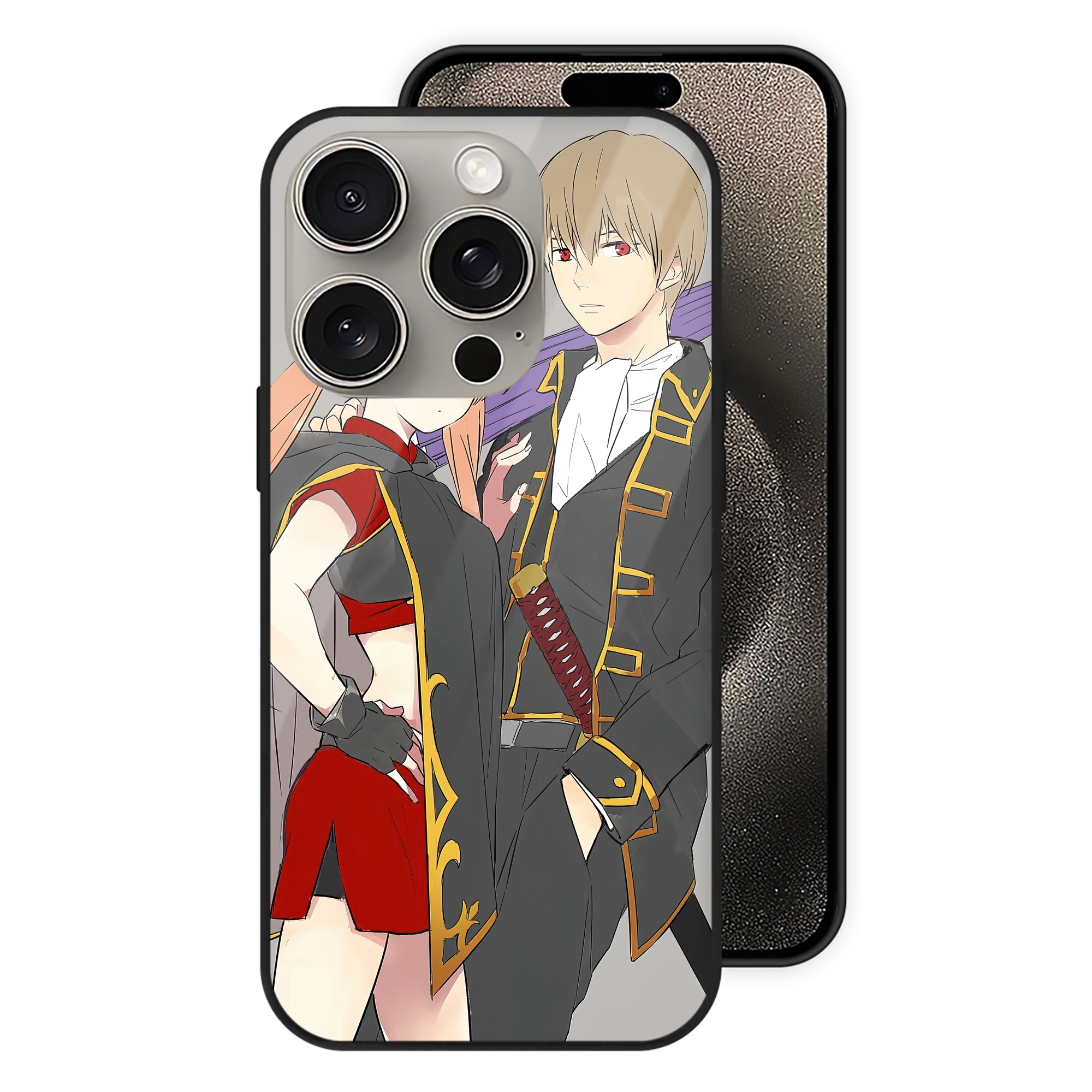 （画像用） ぎんたま 坂田銀時（さかたぎんとき） 神楽 志村新八（しむら しんぱち） GINTAMA Sakata Gintoki Kagura Shimura Shinpachi 【iPhone15Pro対応】スマホケース 耐衝撃＆黄変防止 背面ガラス