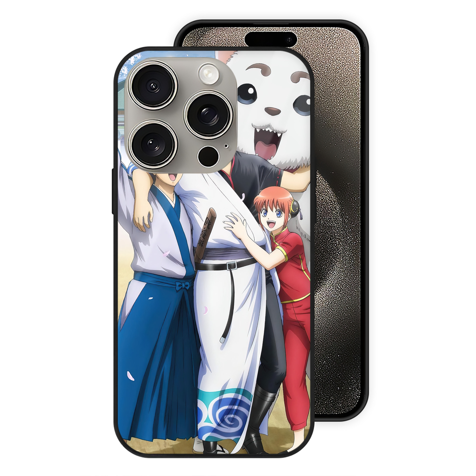 （画像用） ぎんたま 坂田銀時（さかたぎんとき） 神楽 志村新八（しむら しんぱち） GINTAMA Sakata Gintoki Kagura Shimura Shinpachi 【iPhone15Pro対応】スマホケース 耐衝撃＆黄変防止 背面ガラス