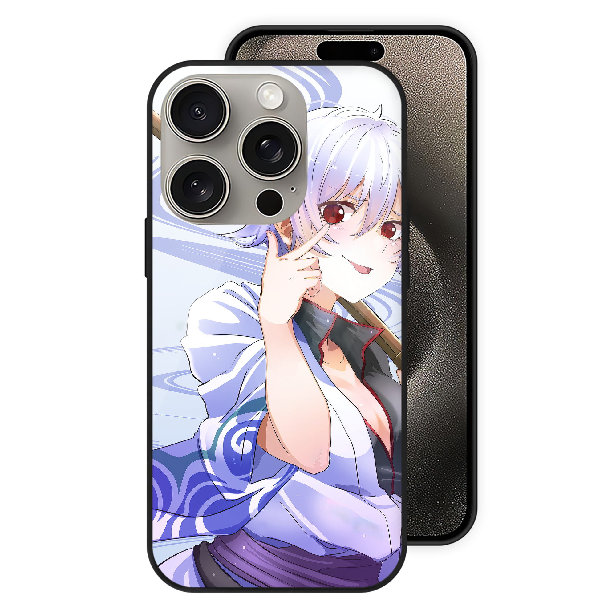（画像用） ぎんたま 坂田銀時（さかたぎんとき） 神楽 志村新八（しむら しんぱち） GINTAMA Sakata Gintoki Kagura Shimura Shinpachi 【iPhone15Pro対応】スマホケース 耐衝撃＆黄変防止 背面ガラス